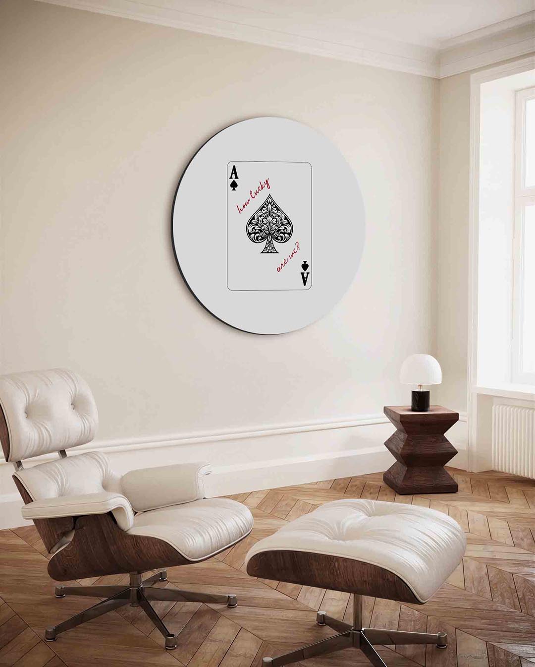 Schoppen aas – ronde Pop Art wanddecoratie van WallArtistic