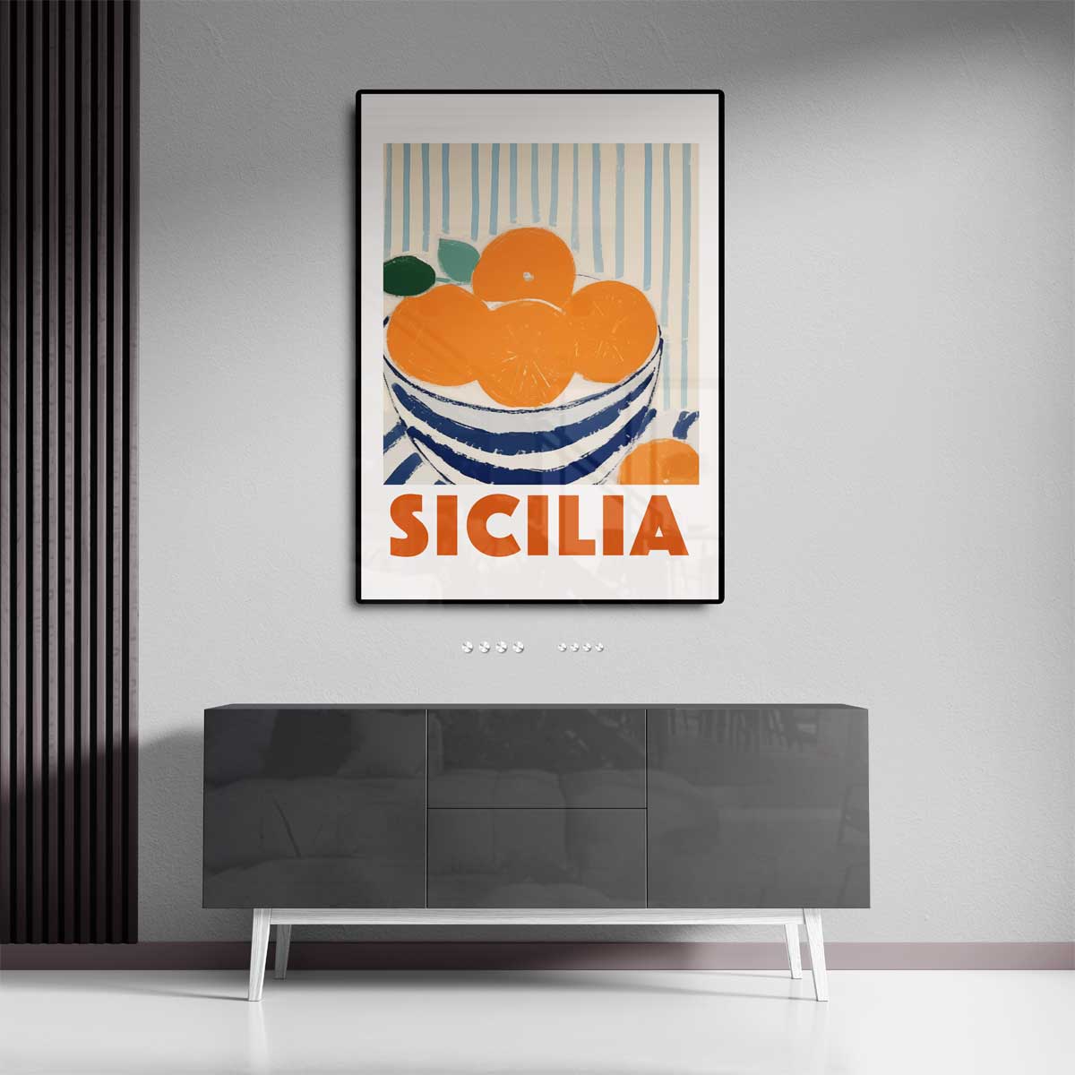 Siciliaanse Sinaasappels in Strepen – staande wandkunst voor woonkamer of interieur