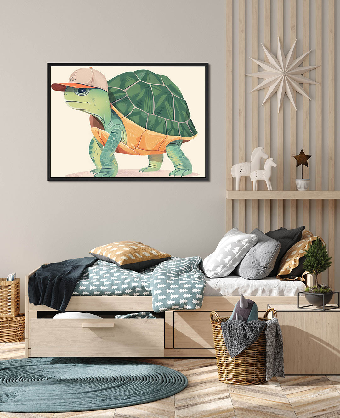 Speelse schildpad illustratie – Illustratie – wanddecoratie in interieur