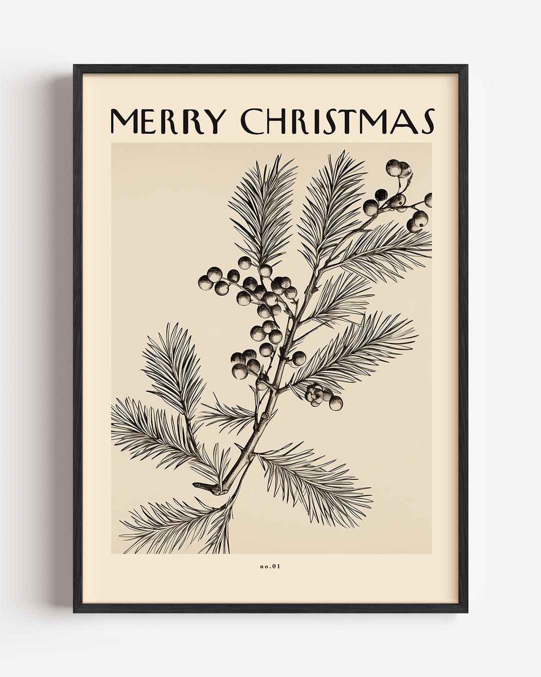 Kerstmis Botanische Kunst – typografie portret poster als wanddecoratie
