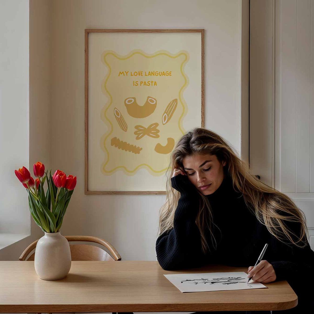 Pasta Liefde – zomerse wandkunst als portret poster