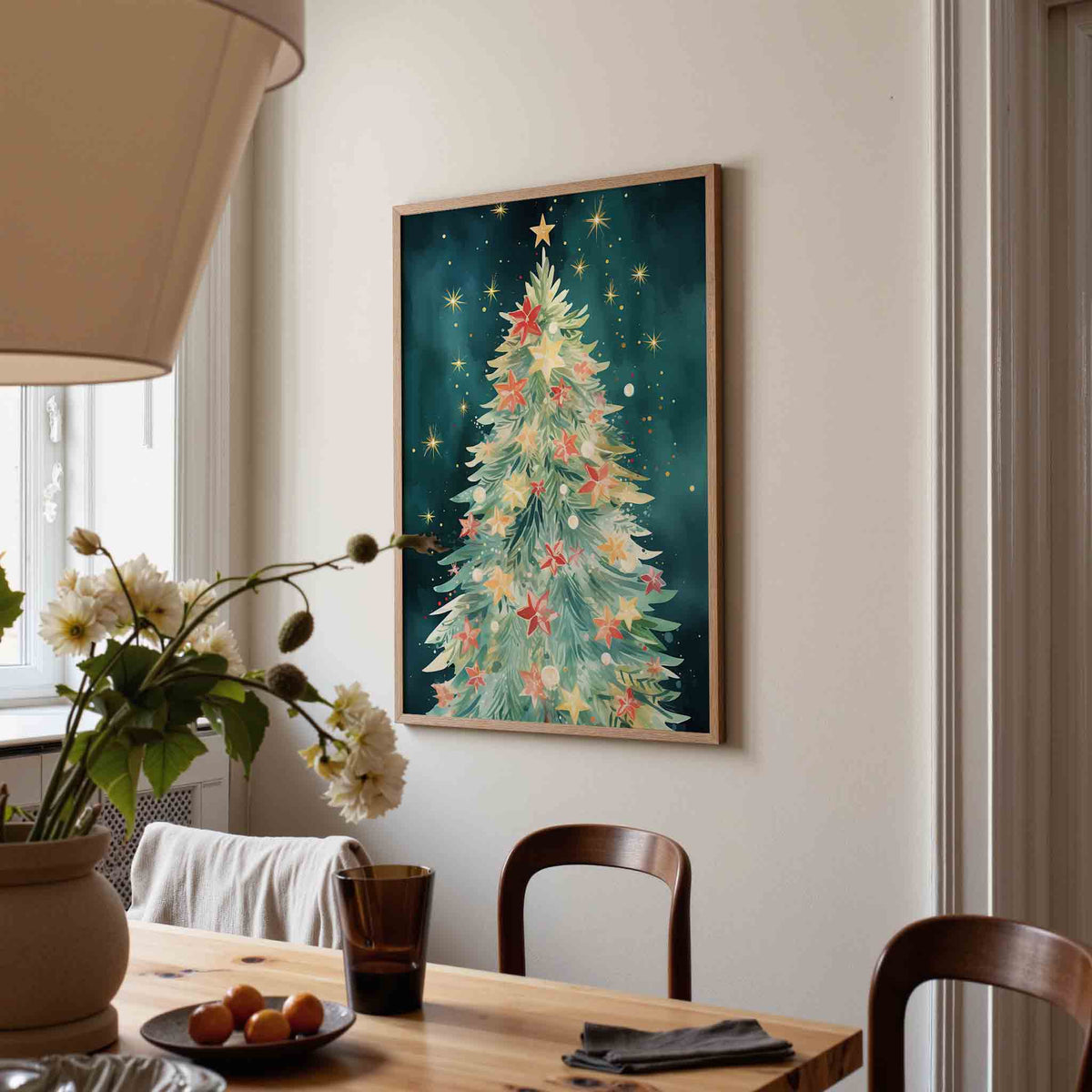 Kerstboom met sterren – kerstposter in staand formaat
