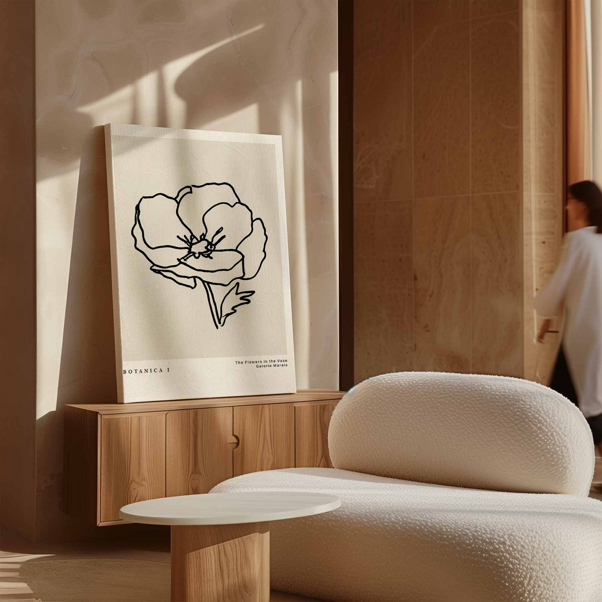 Botanica I Minimalistische Bloemenlijntekening – dibond wanddecoratie in staand formaat