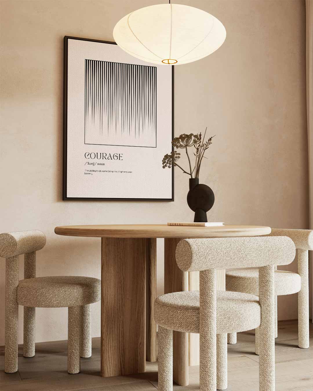 Inspirerende Moed – dibond wanddecoratie in staand formaat