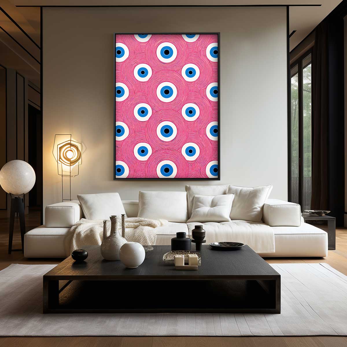 Ogenpatroon in Kleurrijke Herhaling – modern portret kunstwerk van WallArtistic