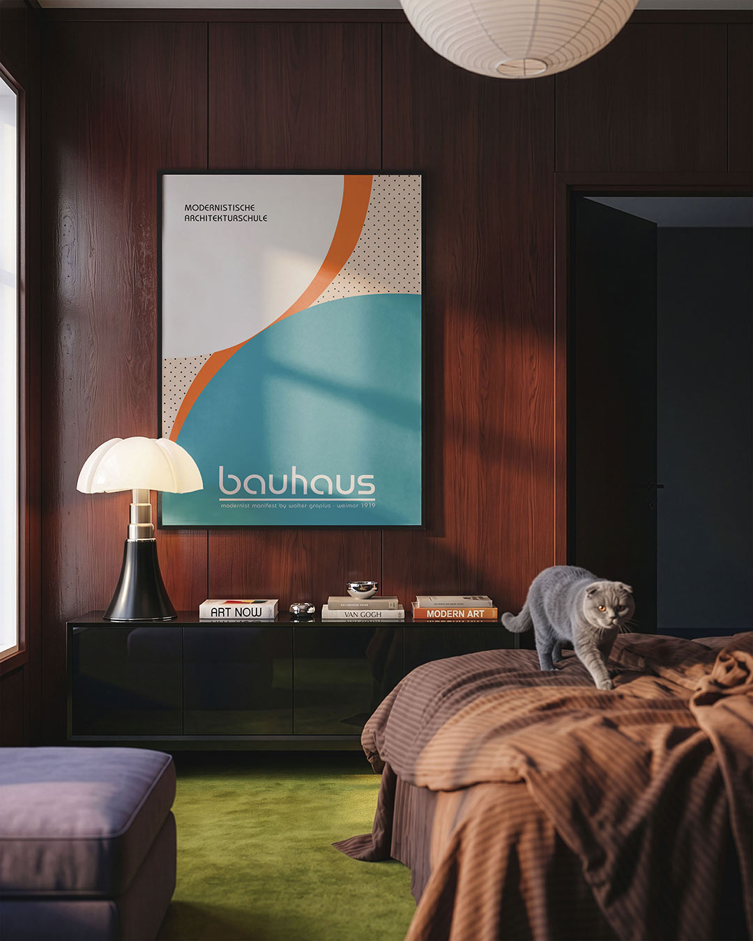 Kleurvlakken en lijnen – geometrische Bauhaus poster in staand formaat