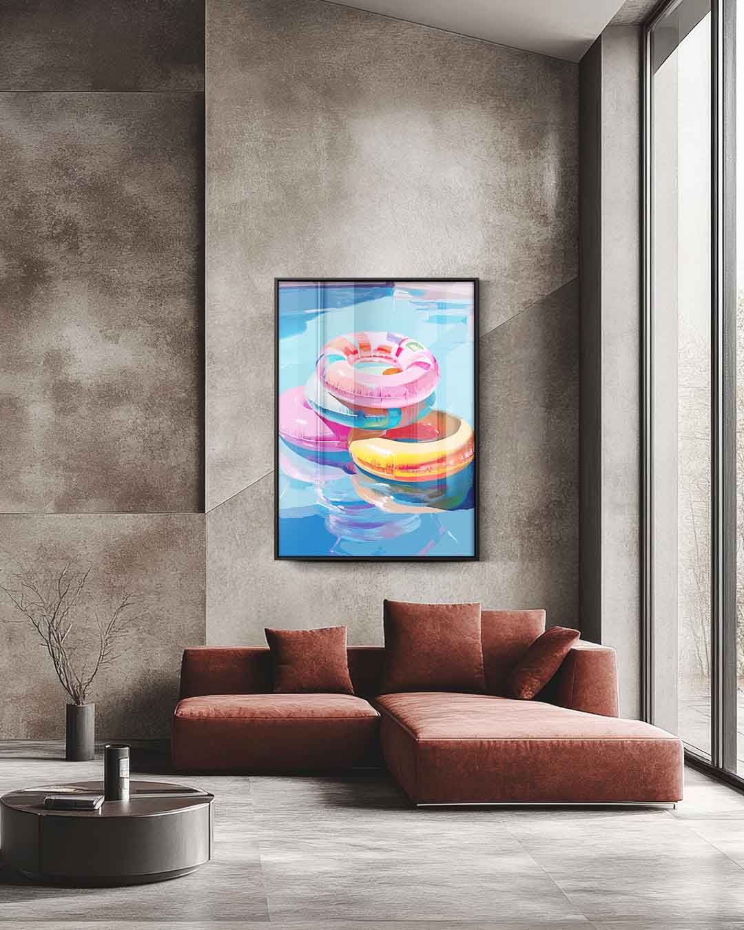 Zomerse Zwembad Fun – staande wandkunst voor woonkamer of interieur