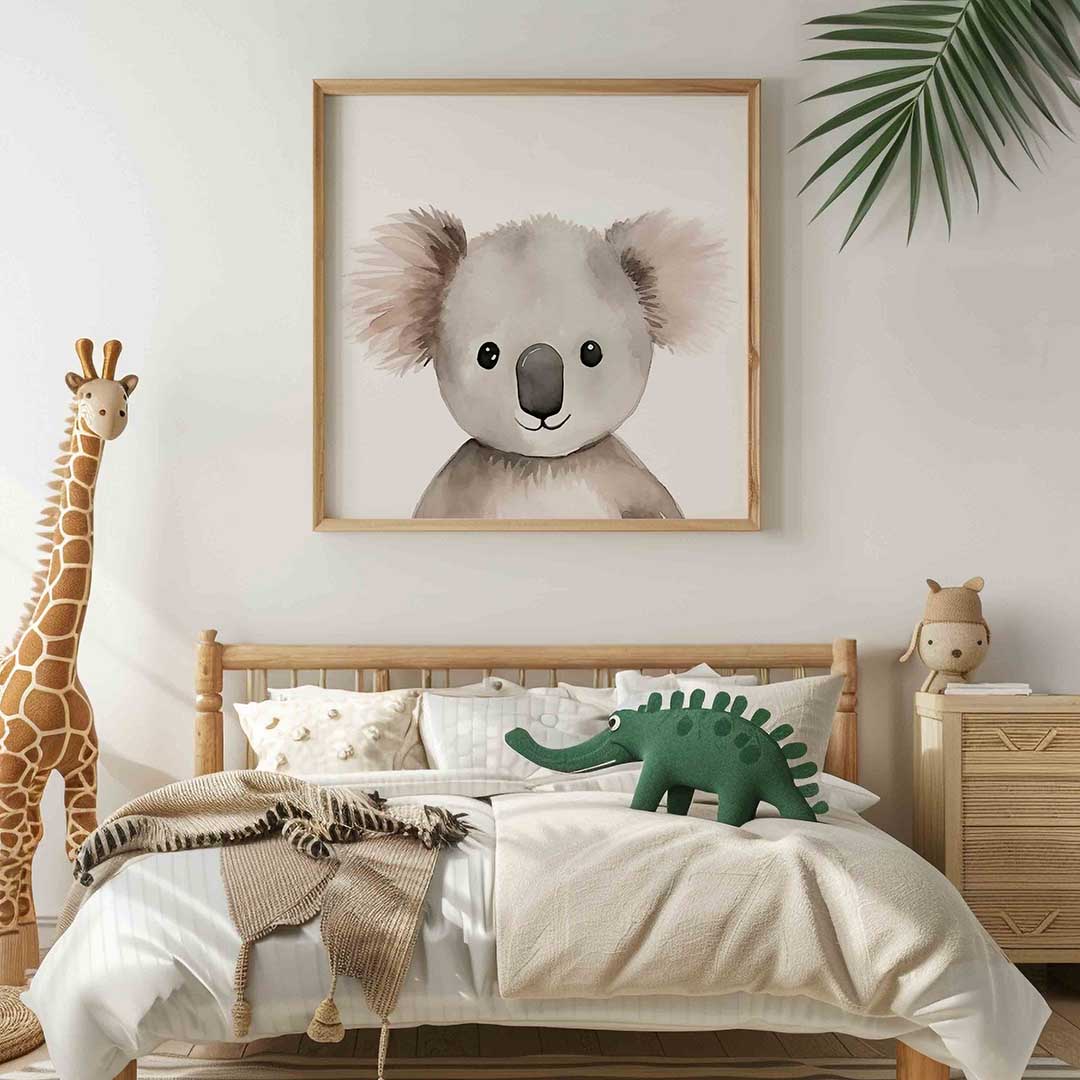 Koala portret – vierkante kinderkamer wanddecoratie van WallArtistic