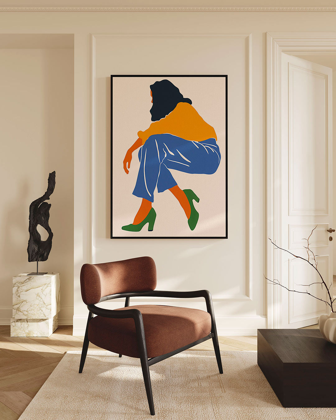 Gestileerde vrouwelijke vorm – staand wanddecoratie kunstwerk