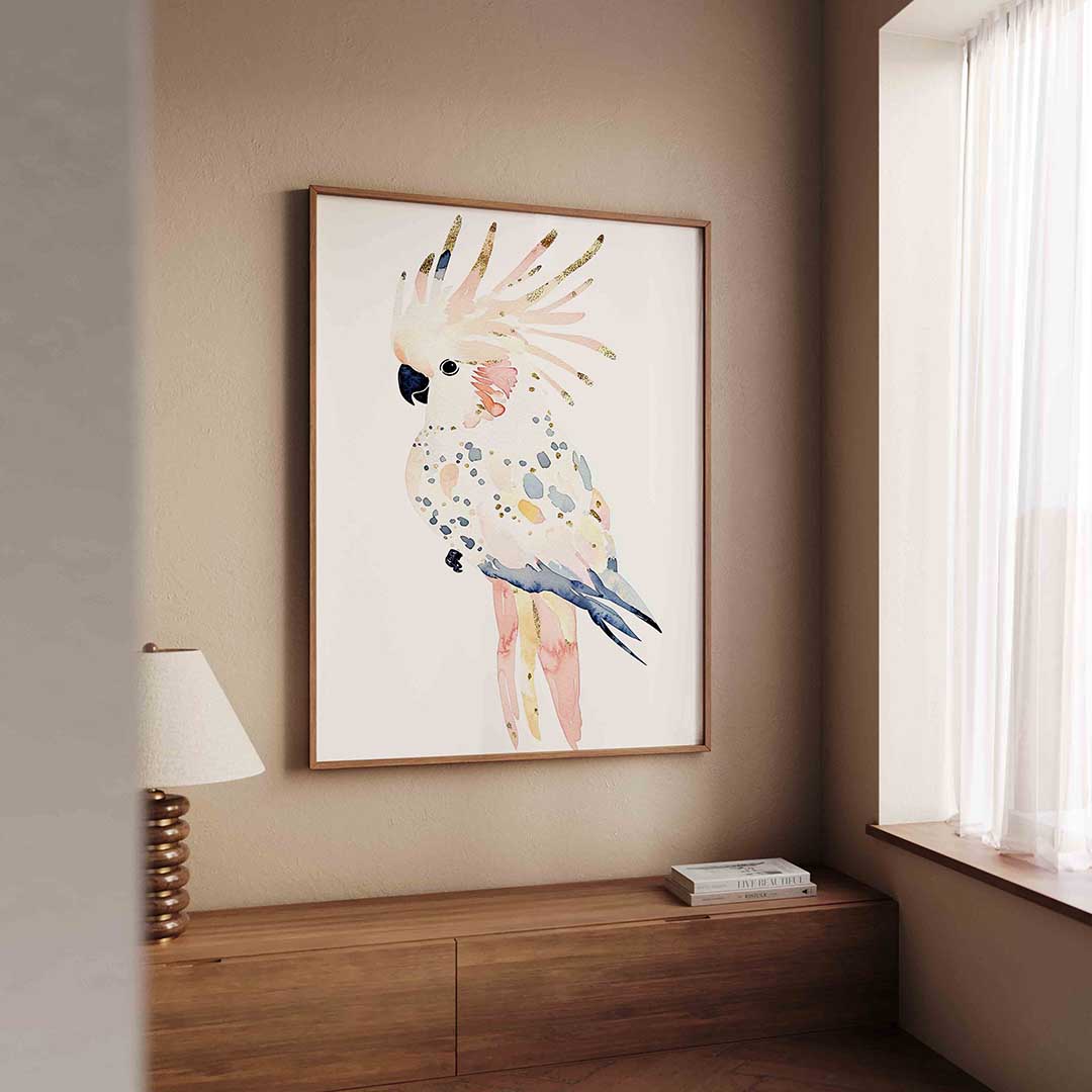 Gekleurde kaketoe – dierenillustratie als portret poster