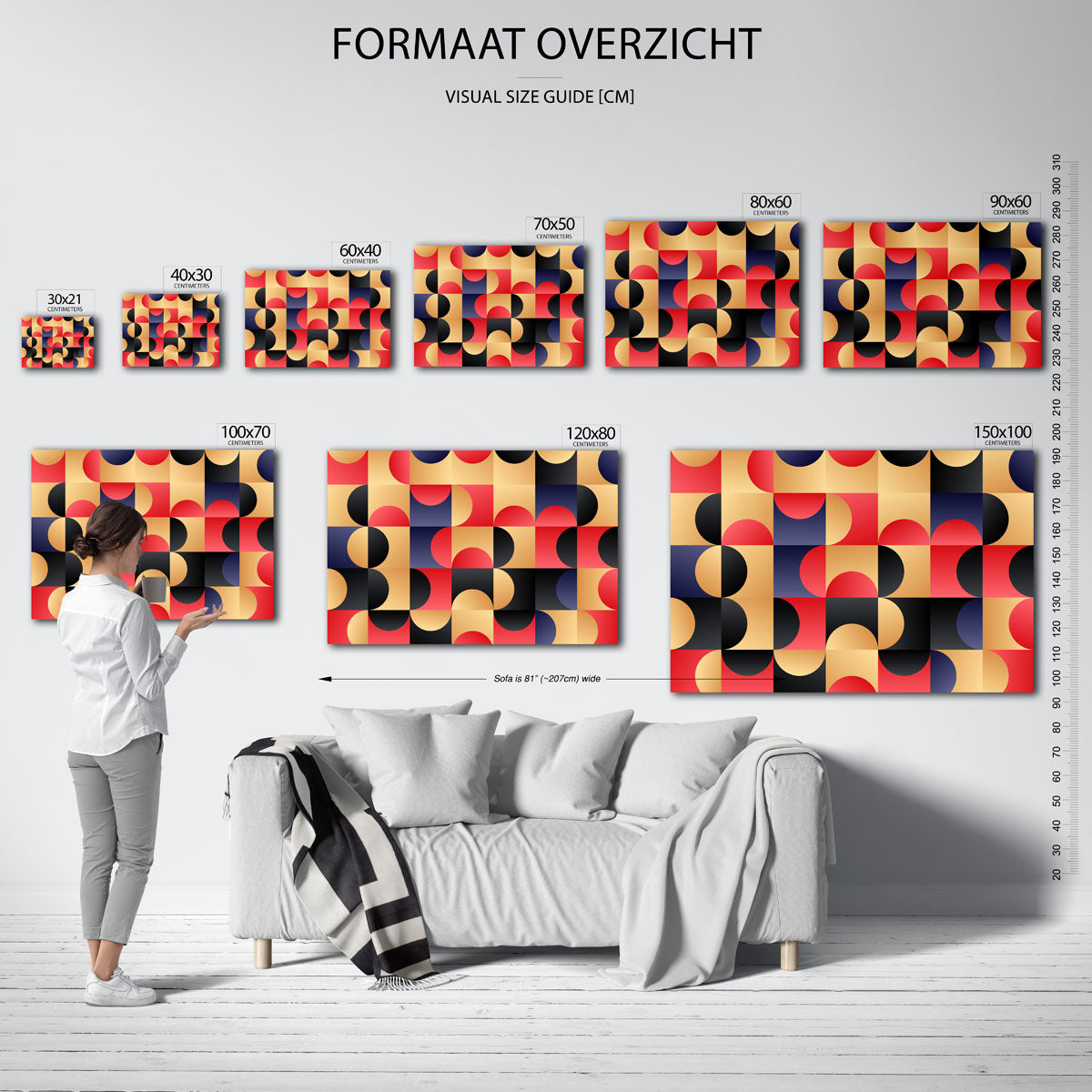 Vormritme en kleur – geometrische poster in Bauhaus-stijl van WallArtistic