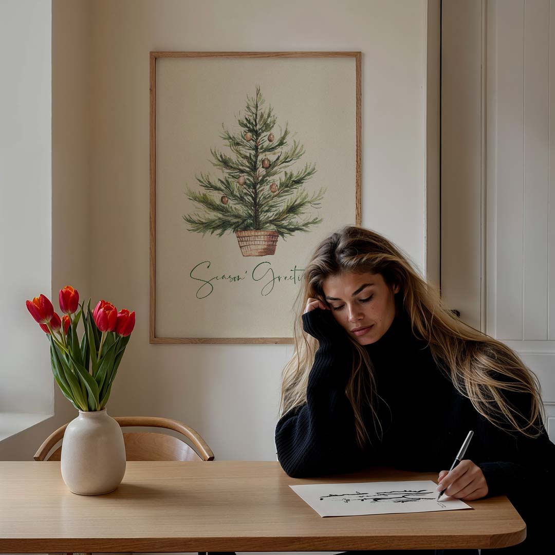 Christmas Tree Basket – feestelijke wandkunst als portret poster