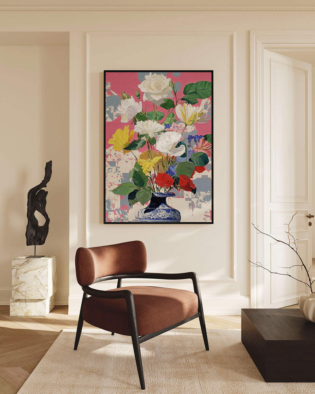Bloemrijke compositie – staande wanddecoratie
