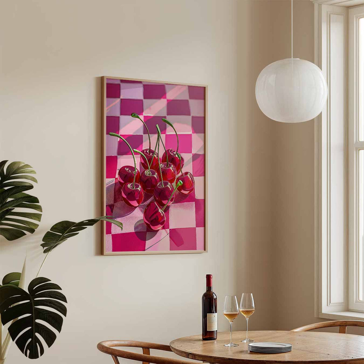 Sensationele Kersen Pop Art – keukenposter in staand formaat