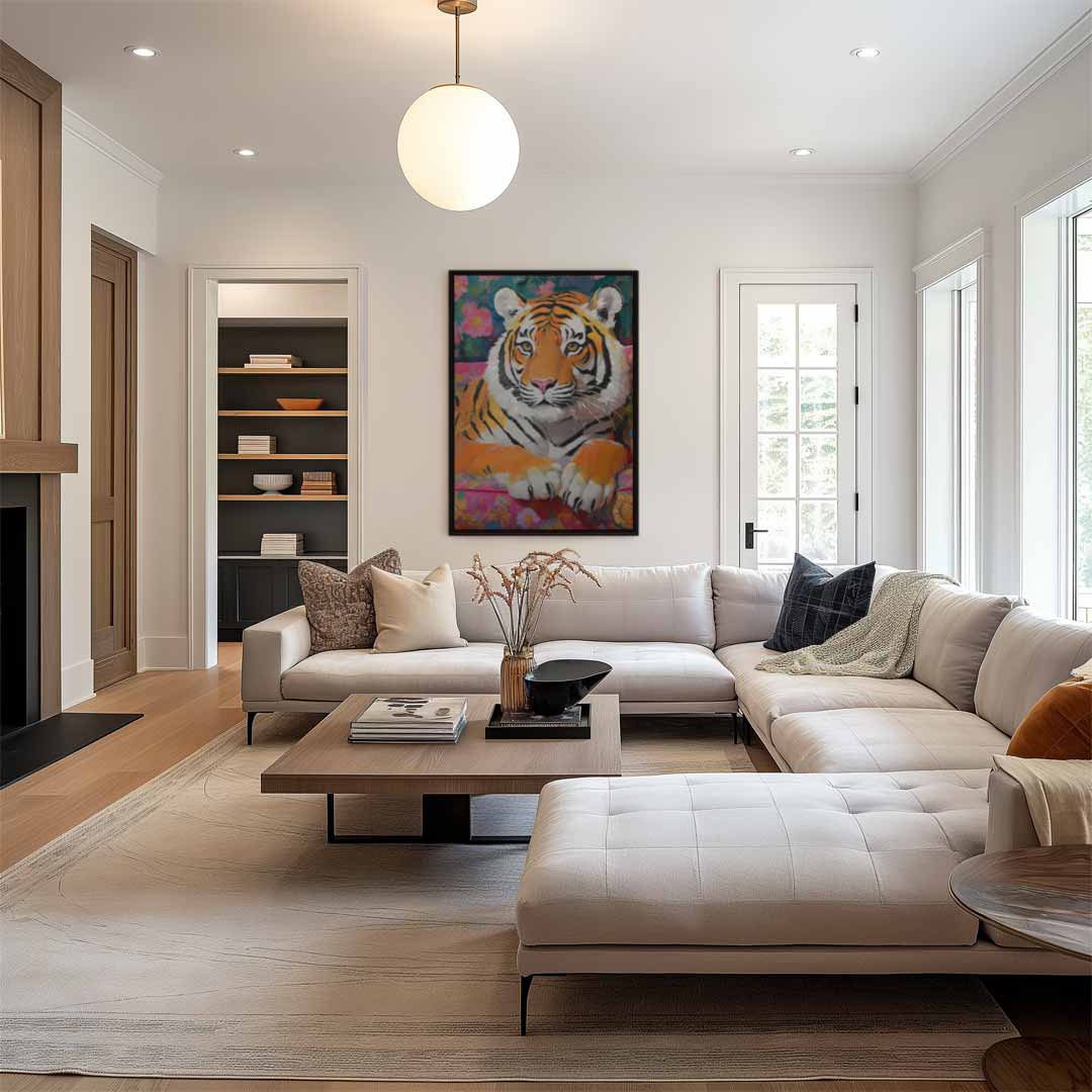 Tropische Tijger Vibes – dibond wanddecoratie in staand formaat