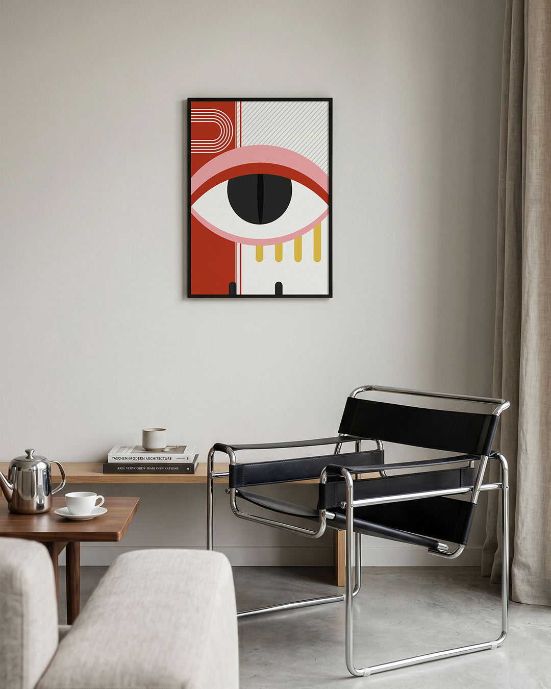 Oog en lijnen – geometrische Bauhaus poster in staand formaat