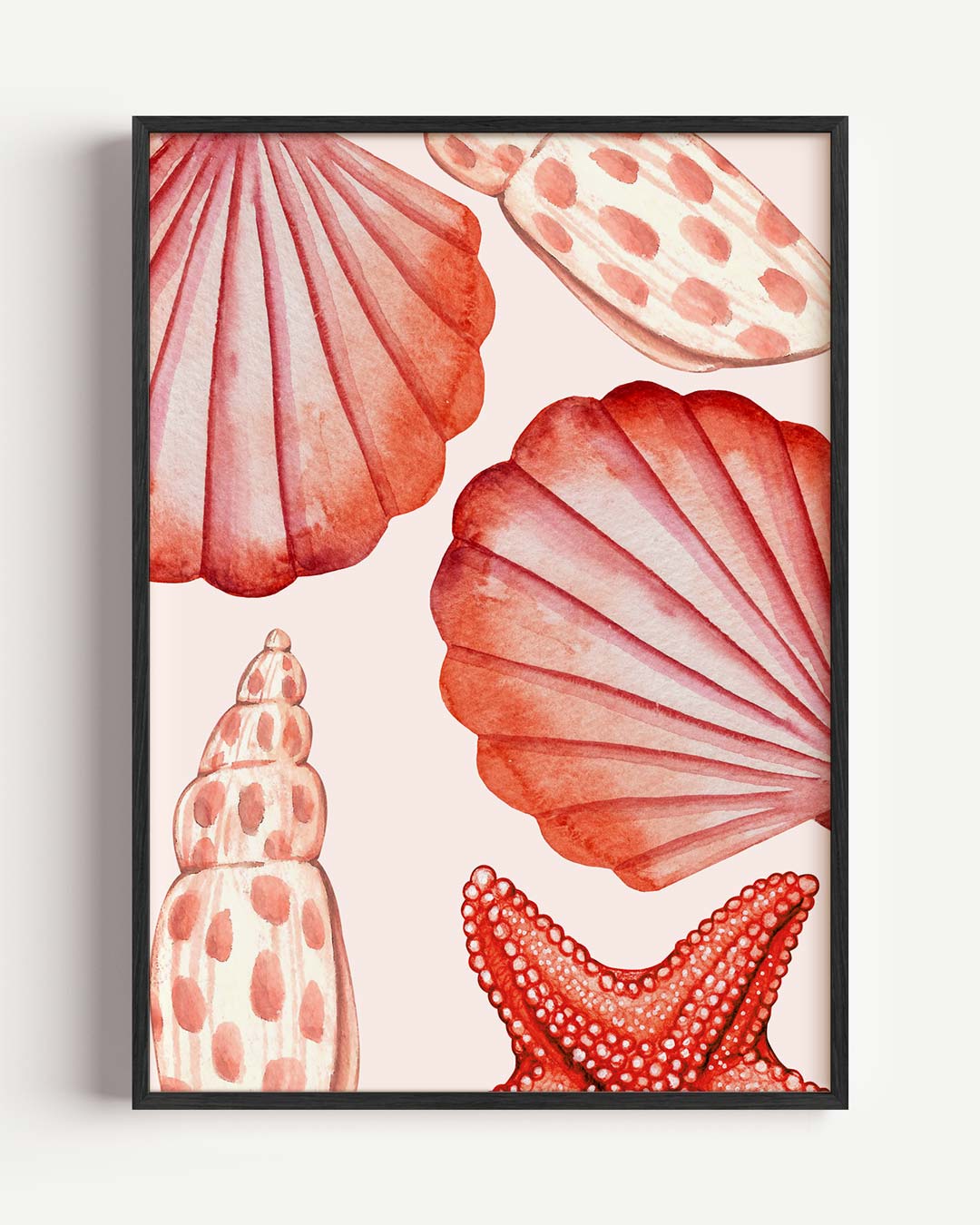 Roze schelpen – zeedieren portret poster als wanddecoratie