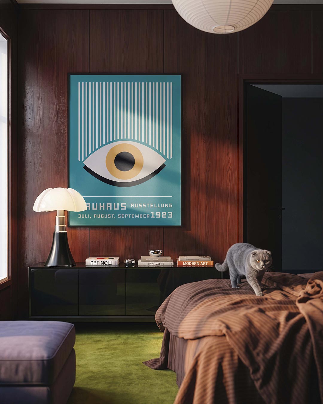 Oog en lijnen – geometrische Bauhaus poster in staand formaat