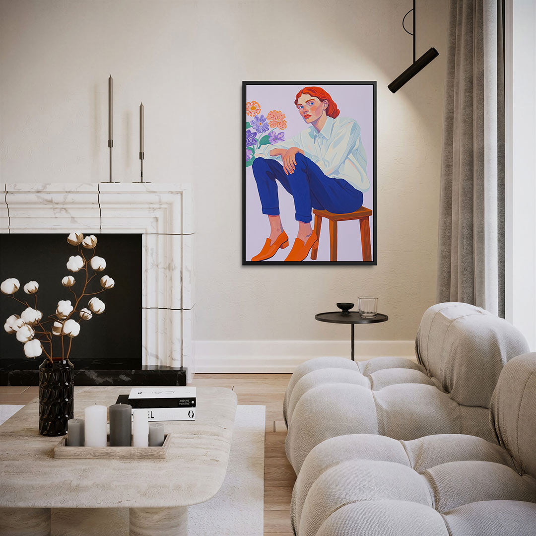 Vrouw met bloemen – staand wanddecoratie kunstwerk