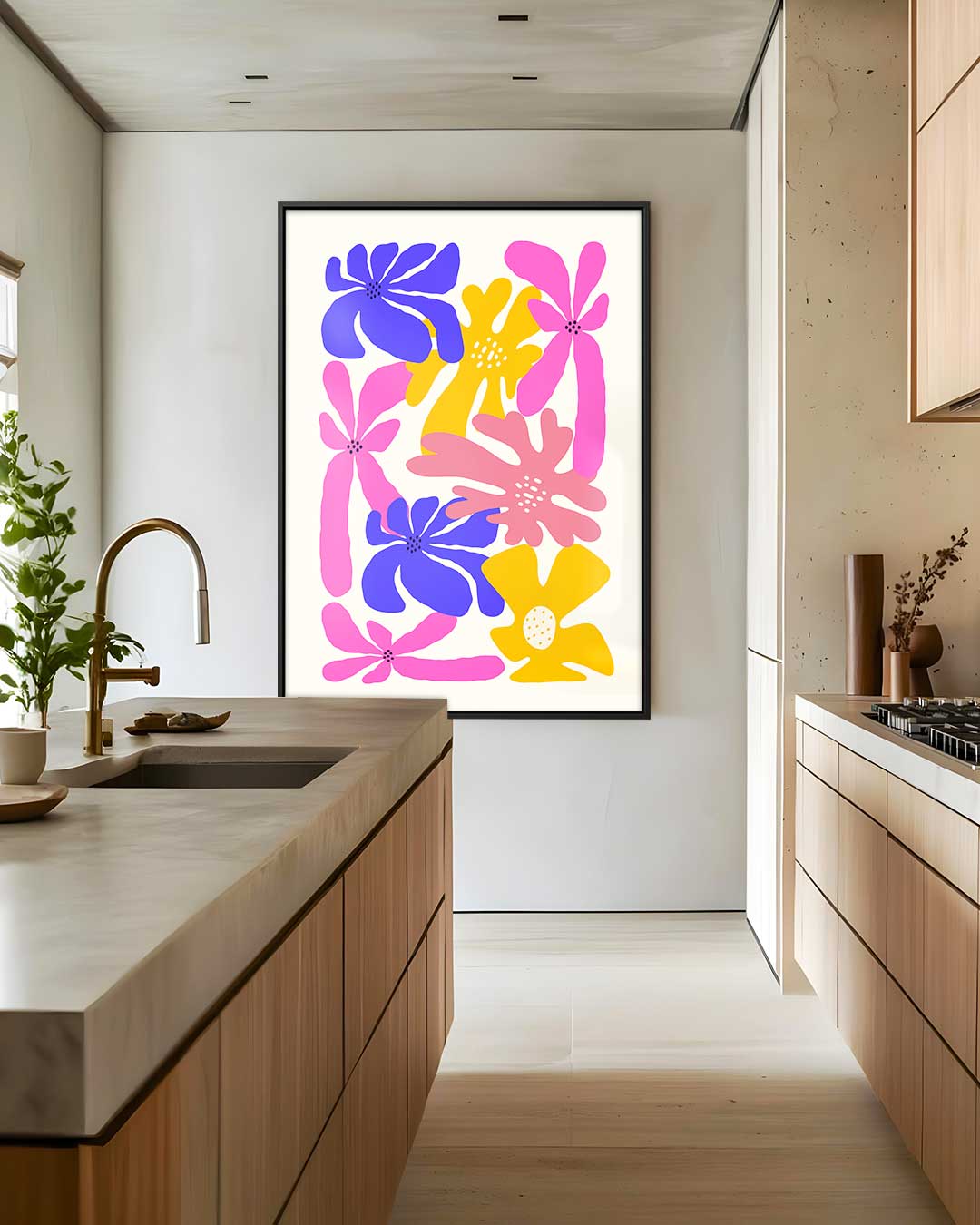 Bloemenexplosie Canvas – plexiglas wanddecoratie in portret formaat
