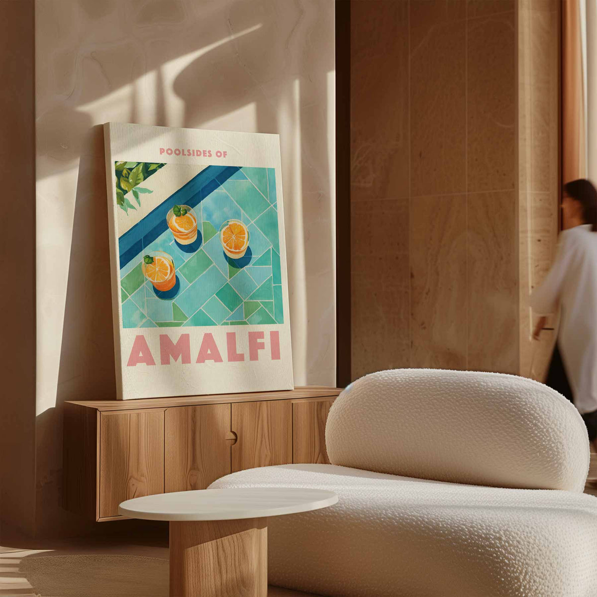 Poolside Genieten in Amalfi – plexiglas wanddecoratie in portret formaat