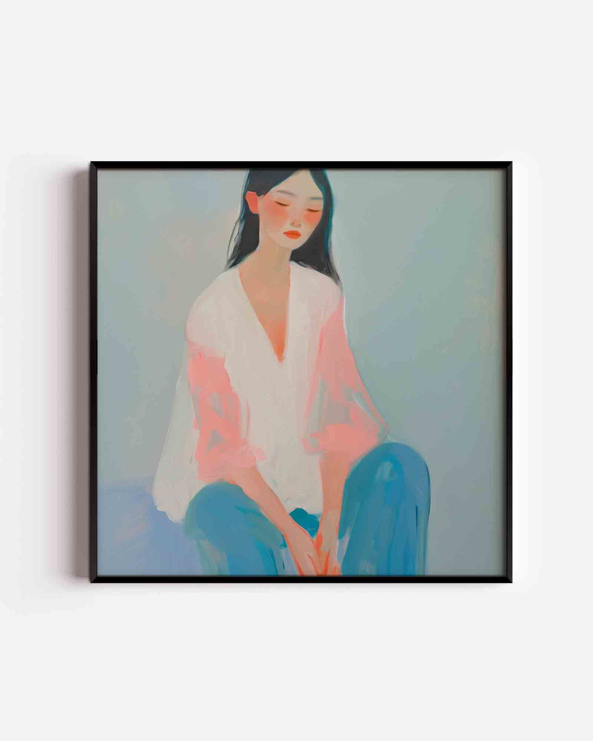Vrouw in pasteltinten – design vierkante poster als wanddecoratie