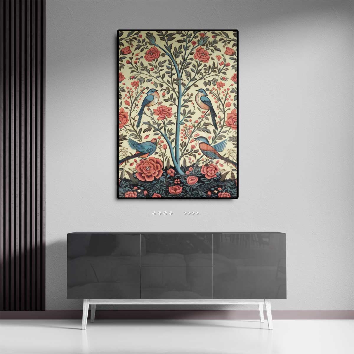 Bloemen en Vogels Paradijs – plexiglas kunstwerk als wanddecoratie