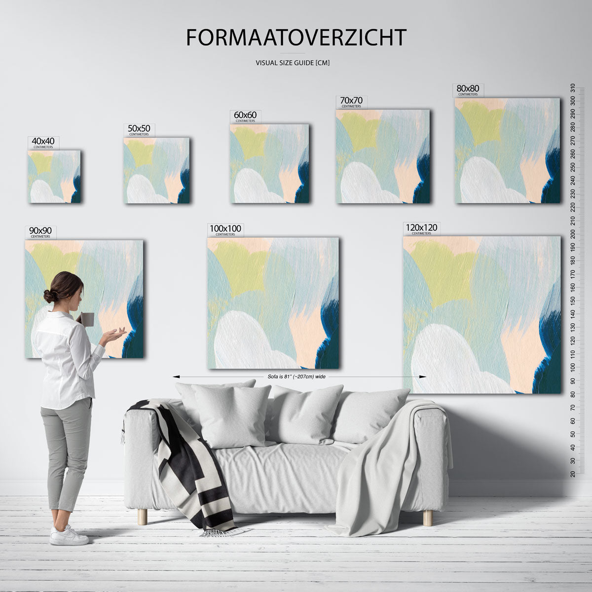 Abstracte vormen – vierkante muurposter met artistieke uitstraling