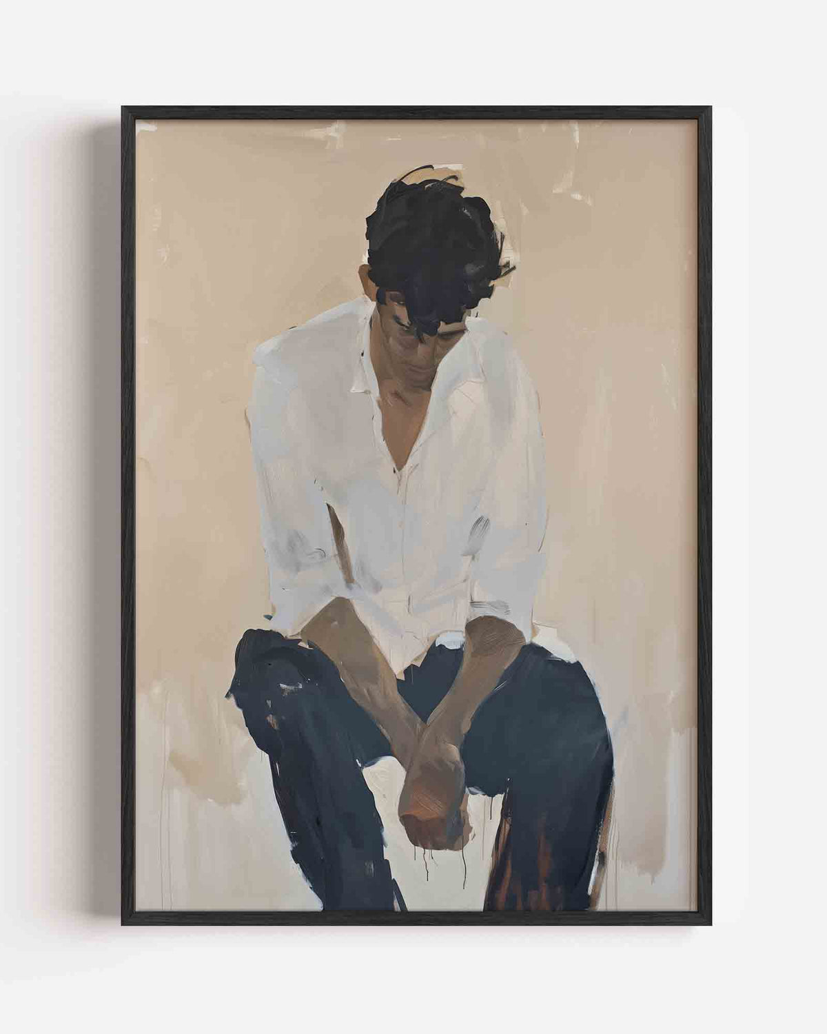 Zittende figuur – hedendaagse illustratie portret poster als wanddecoratie