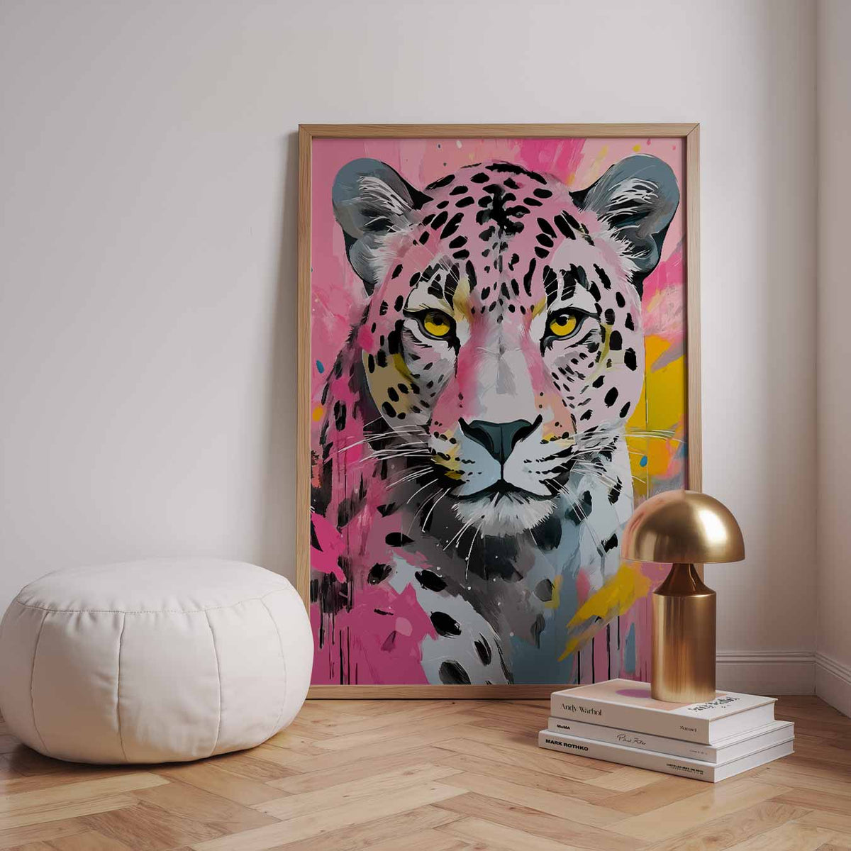 Kleurrijke Luipaard Kunstposter – dieren poster in staand formaat