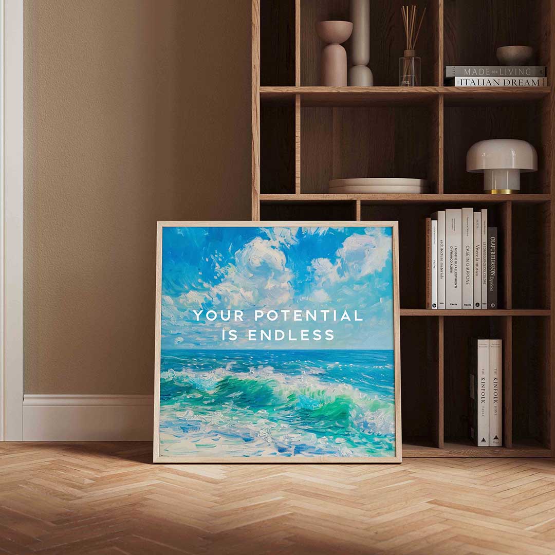 Golven en lucht – kleurrijke vierkante wanddecoratie van WallArtistic