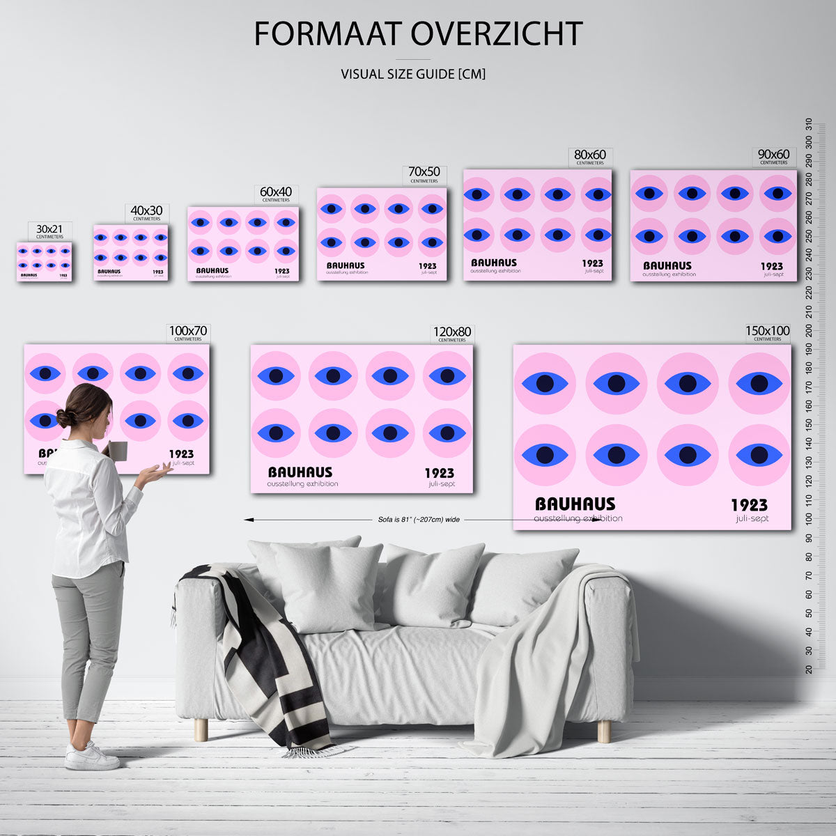Oogvormen herhaling – geometrische poster in Bauhaus-stijl van WallArtistic