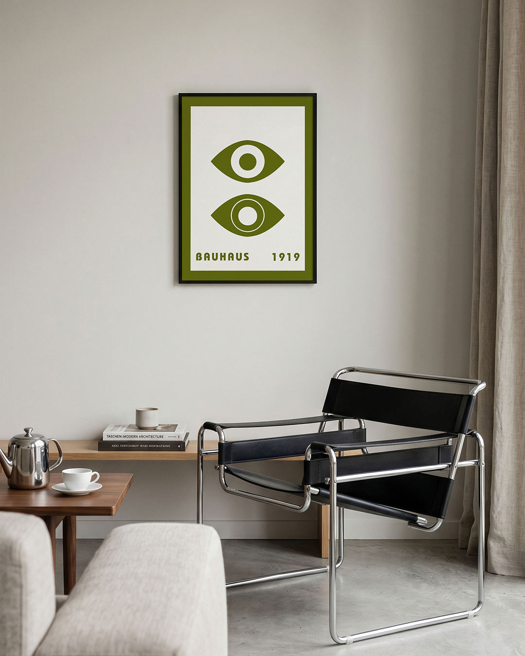 Oogvormen en lijnen – geometrische Bauhaus poster in staand formaat