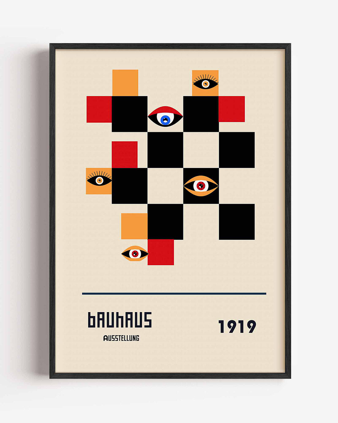 Vormen en ogen – staande Bauhaus poster als wanddecoratie