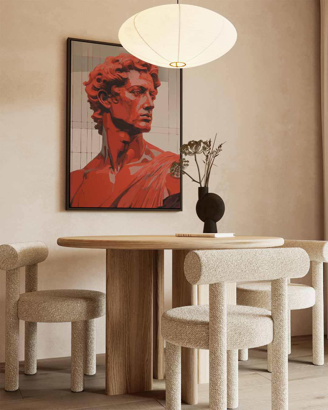 Rood Portret van David – dibond wanddecoratie in staand formaat