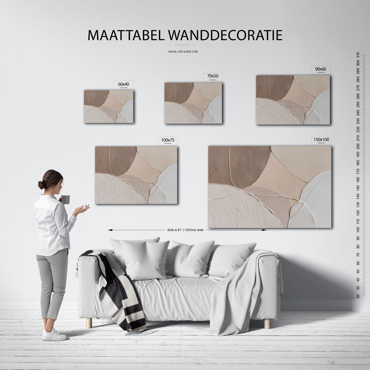 Organische vormen compositie – Aardetinten – moderne liggende wandkunst