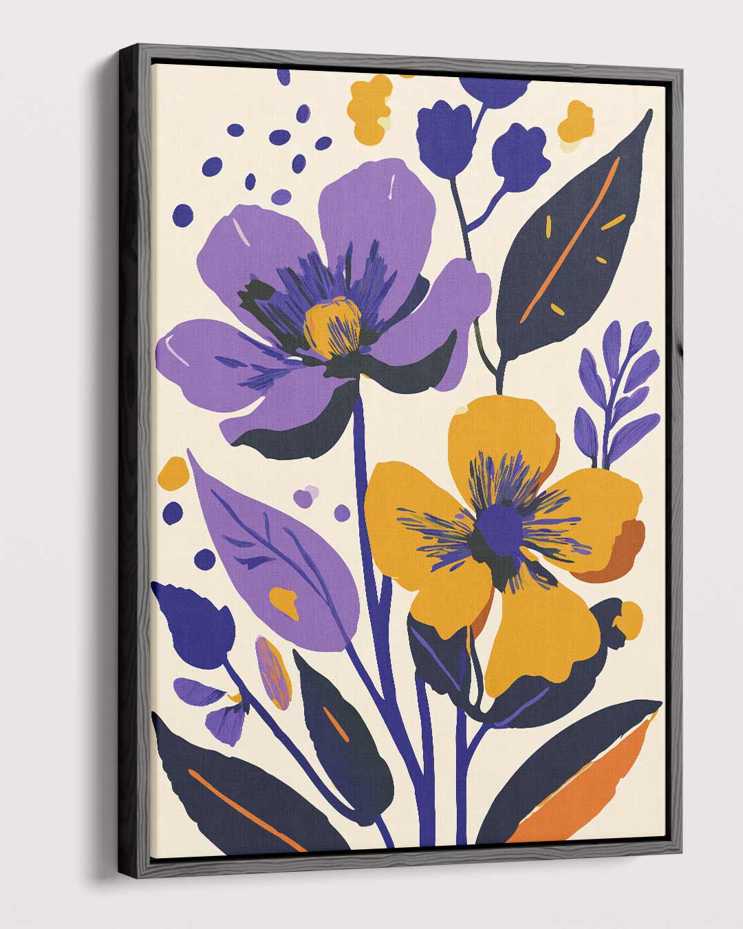 Bloemenpracht in Paars en Oranje – dibond kunstwerk als wanddecoratie