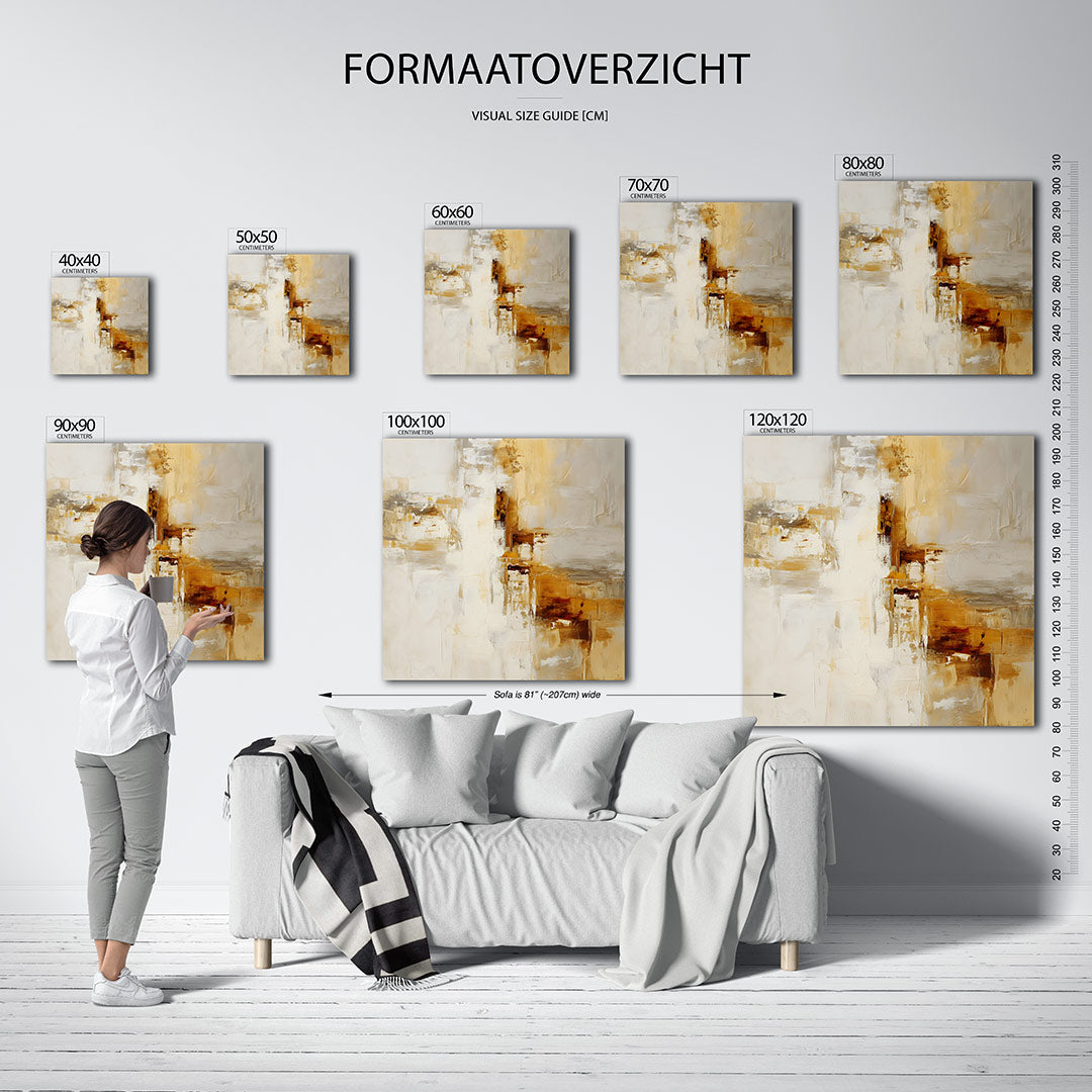 Gelaagde kleurencompositie kunstwerk – materiaalweergave – dit werk toont een dynamische mix van beige en bruin met subtiele