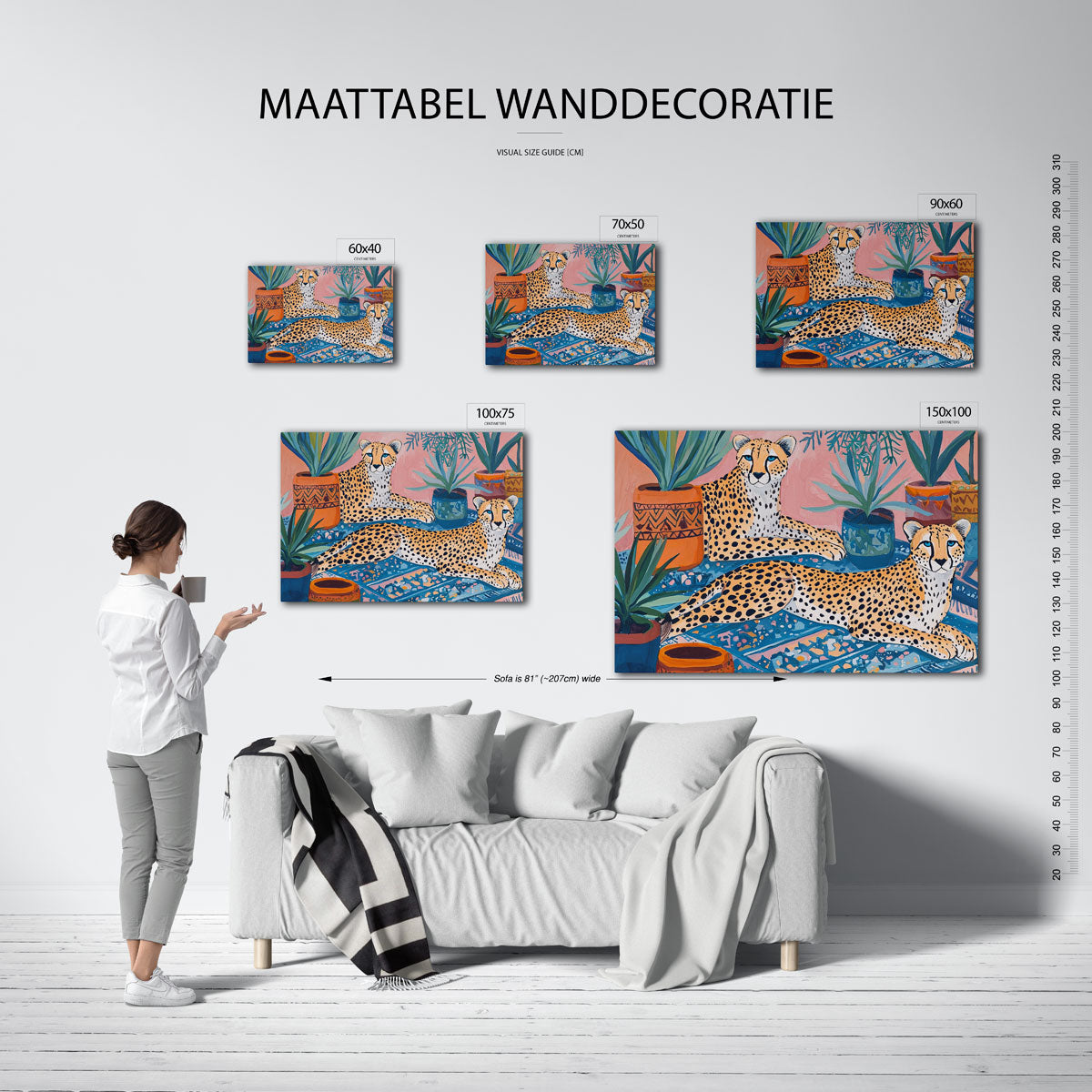 Luipaarden en planten – kunstwerk op canvas, dibond of plexiglas
