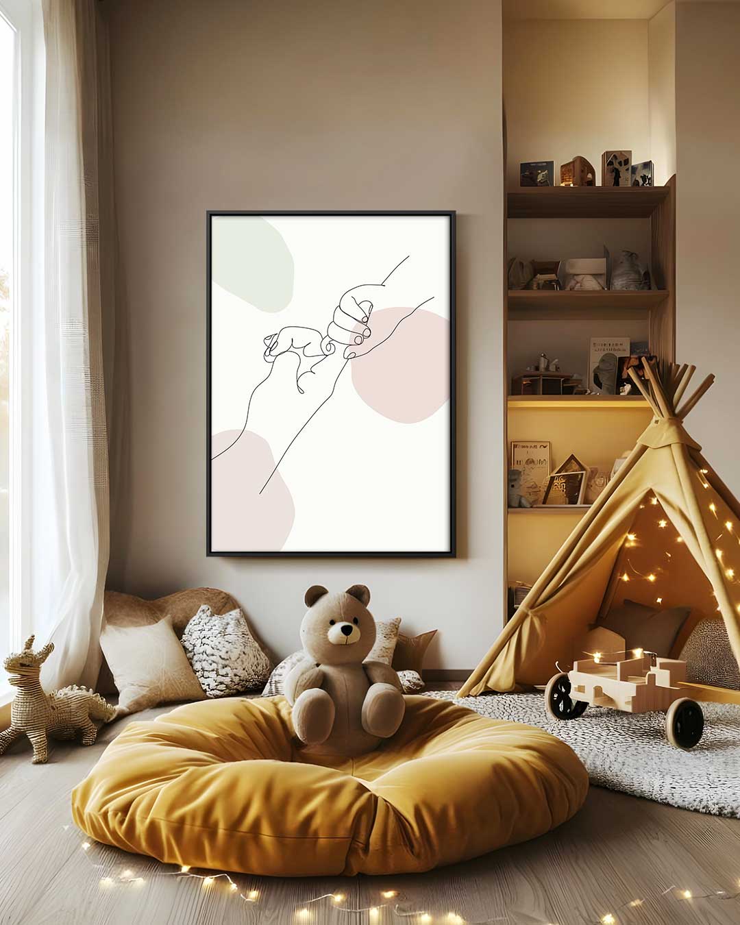 Verbondenheid in Lijntekening – staand kunstwerk voor modern interieur