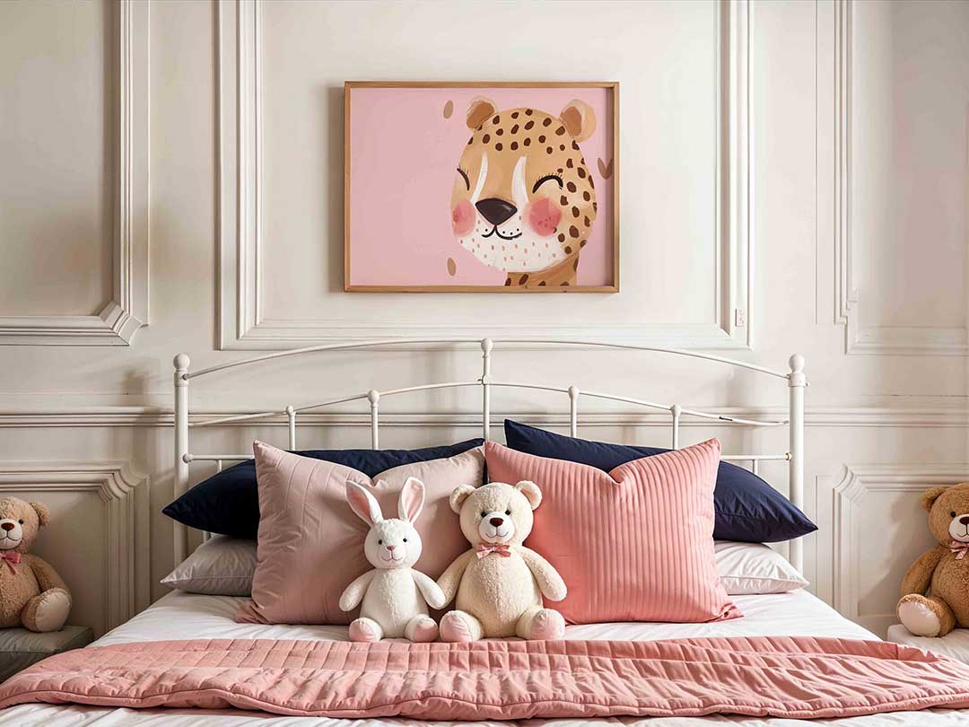 Lachende luipaard – kids poster in liggend formaat