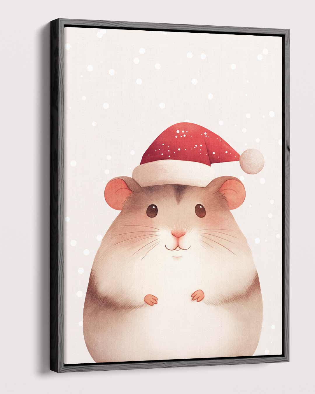 Kersthamster met Kerstmuts – plexiglas wanddecoratie in portret formaat