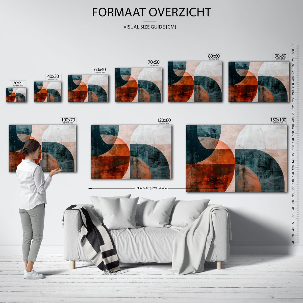 Abstracte vormen – liggende muurposter met abstracte vormen
