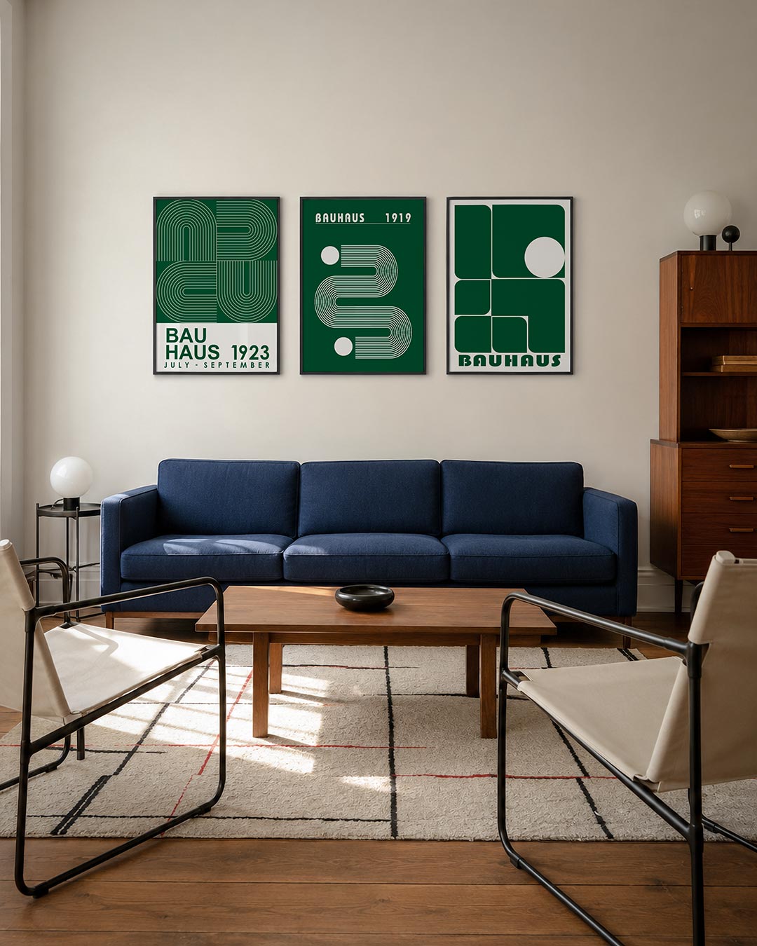 Lijnen en bogen driedelige posterset – deze posterset in drie delen toont een spel van witte lijnen en bogen op een