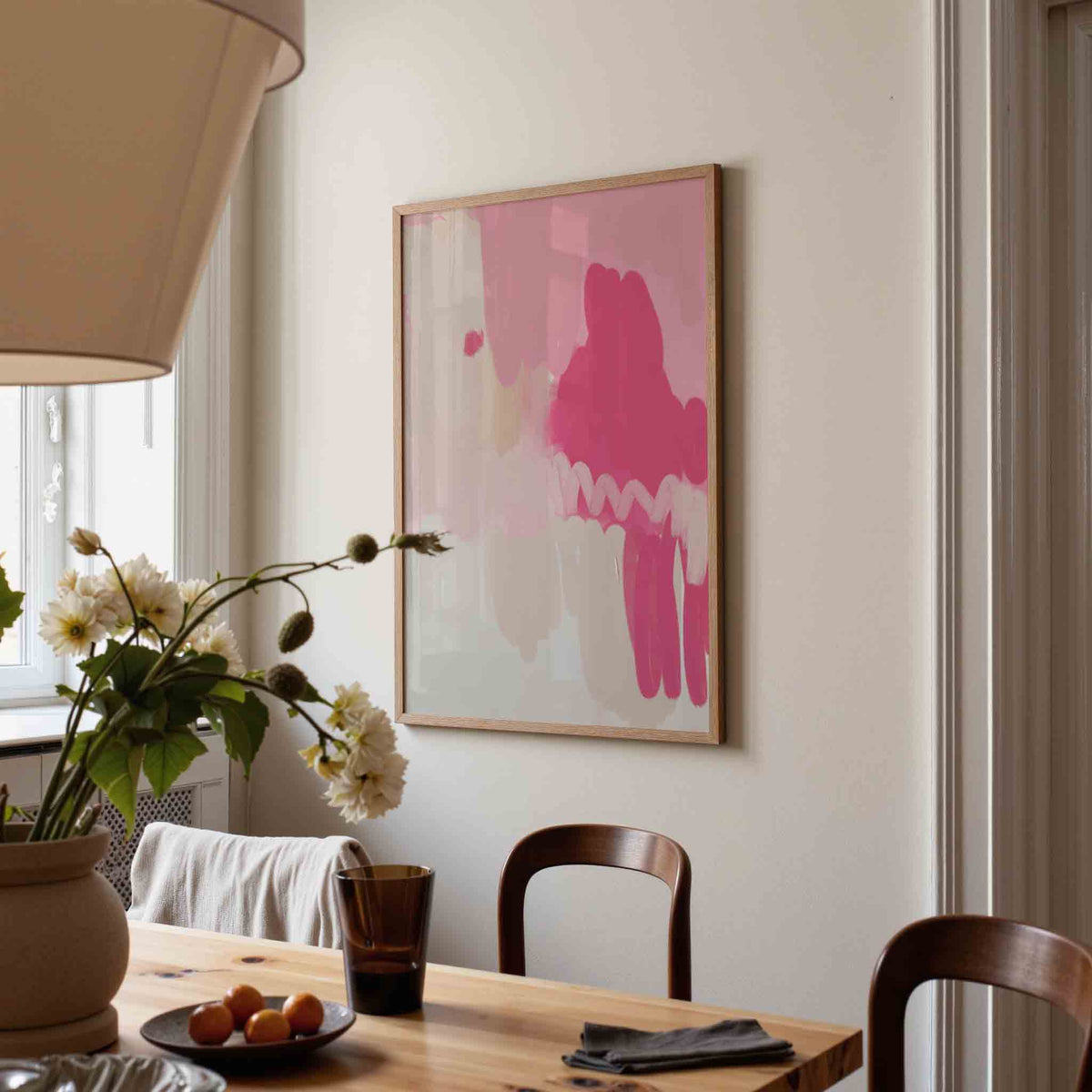 Roze abstracte vormen – kunst en design poster in portret formaat
