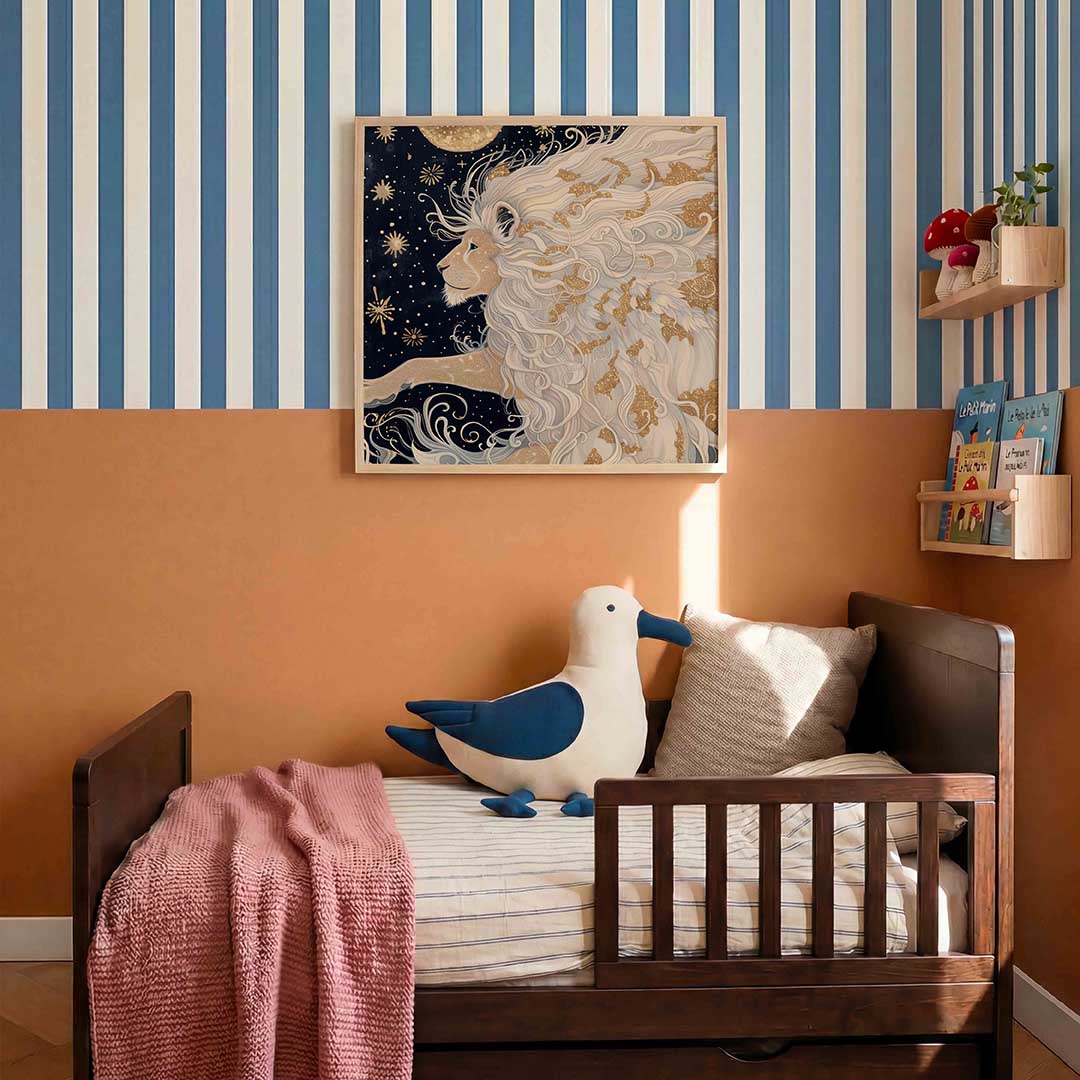 Leeuw met sterren – kids poster in vierkant formaat