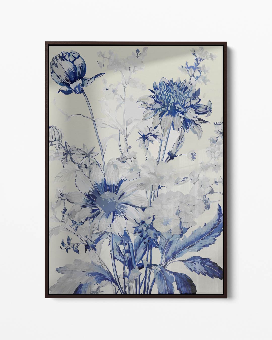 Bloemboeket in Blauw Kunstafdruk – portret kunstwerk als wanddecoratie