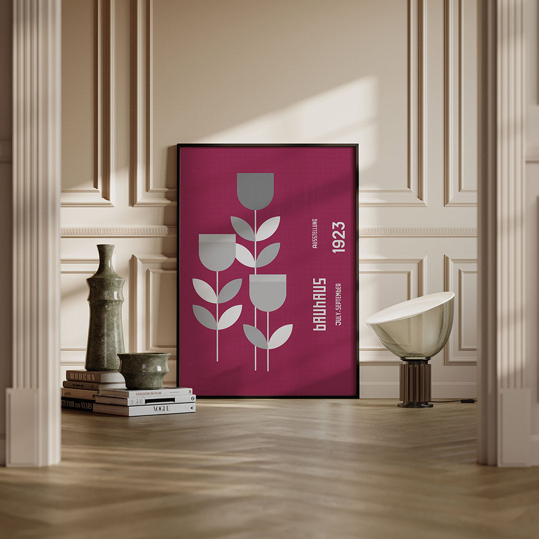 Grafische bloemvormen – moderne Bauhaus wandkunst als poster