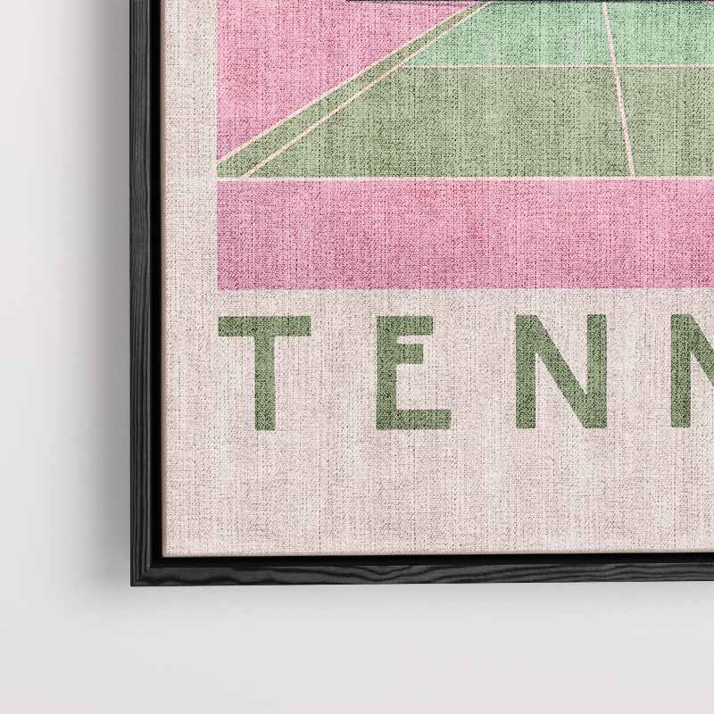 Kleurrijke Tennisbaan Zonsondergang – canvas wanddecoratie in portret formaat