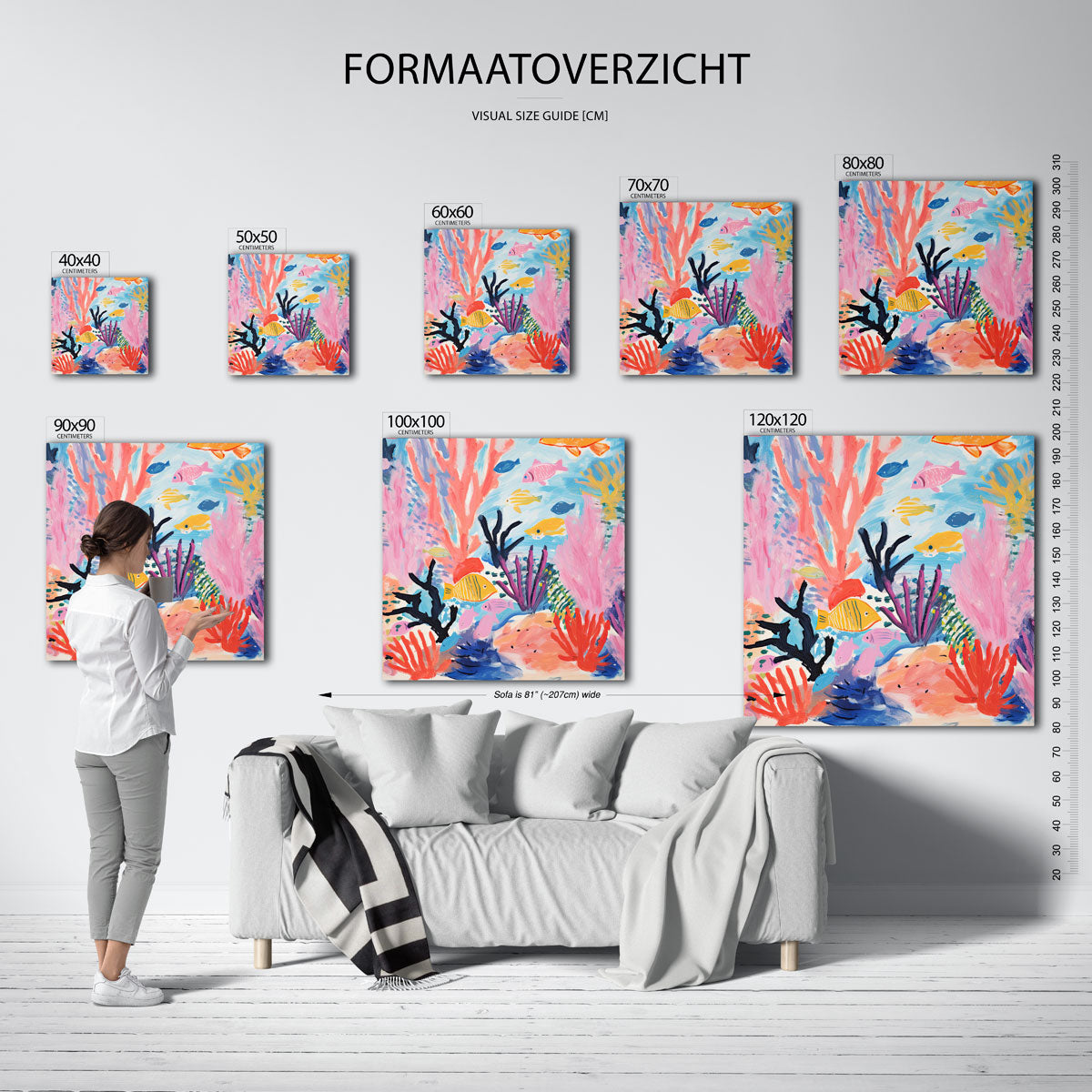 Vissen en koraal – vierkante muurposter voor de kinderkamer